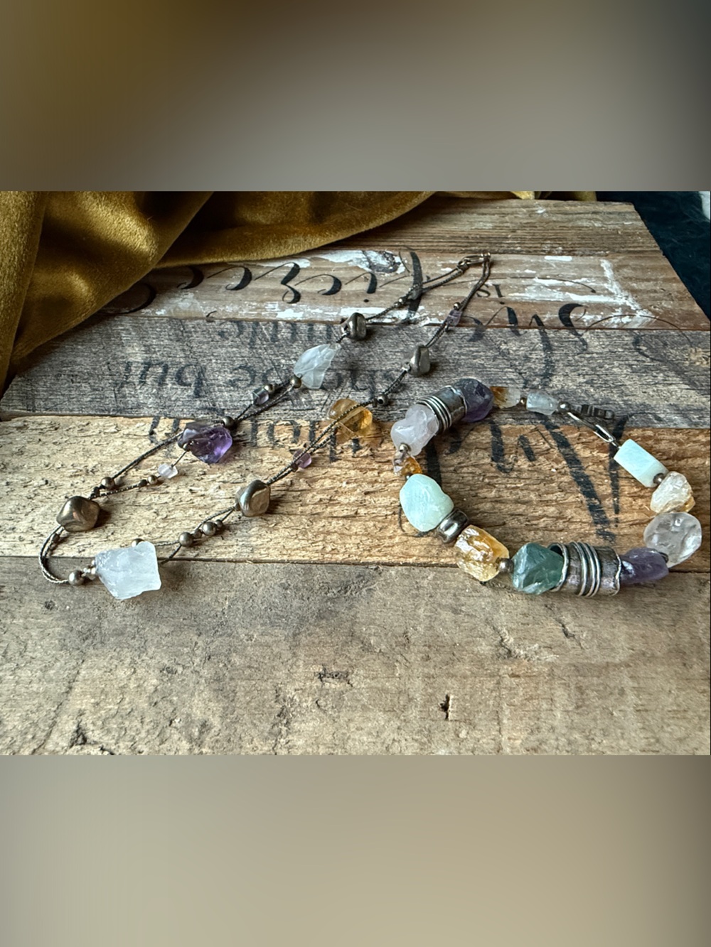 Silpada Multi-Gemstone Bracelet and Necklace Set in Green, Purple, Yellow, Clear